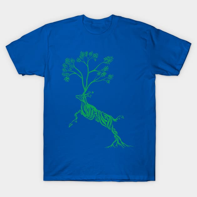 Cervus Arboris Unus Viridis T-Shirt by Mainahste